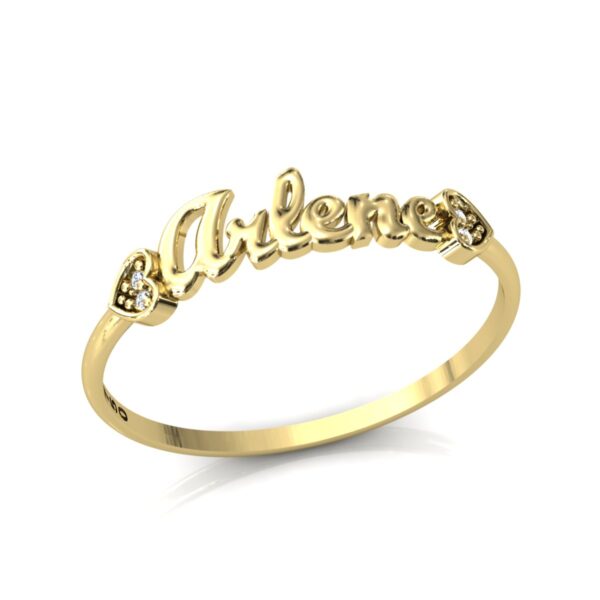 Anel Nome Arlene Pedras Diamantes Ouro 18k